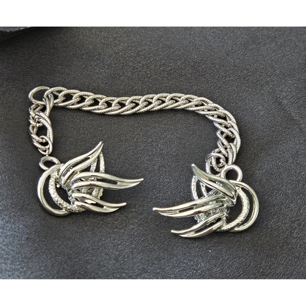 Emmons‎ Convertible Jewelry Scarf Clip Silver Tone Chain Bracelet Earrings EUC